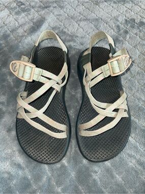 Chaco Black Sandals with Pale Pastel Straps
